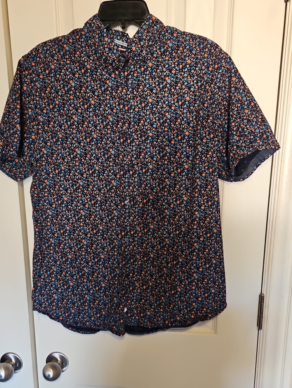 Men's Navy Floral Short-Sleeve Shirt